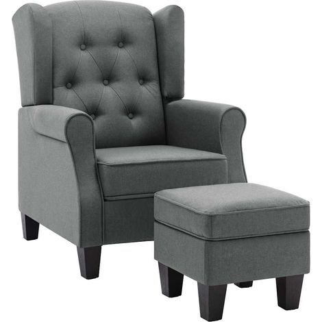 Maison Exclusive - Fauteuil avec repose-pied Gris clair Tissu