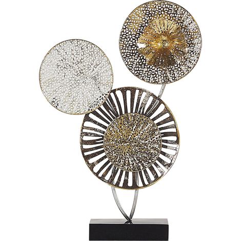 Ornament Gold and Silver Metal 44 cm Decorative Object Accent Piece Circles Modern Design URANIUM (1/5)