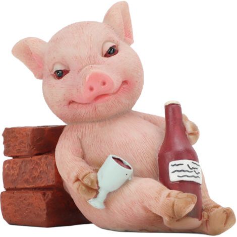 DEESSE SHOP-Statue de cochon en résine, Style rétro, peinte à la main, Figurine animale décorative vive et mignonne pour la décoration de l'espace (1/5)