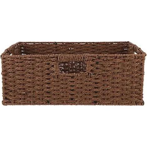 Panier de rangement tressé en rotin et fer, organisateur de fruits et de collations pour étagère, maison, cuisine, marron, 37 x 24 x 12,5 cm (1/3)