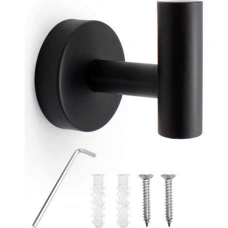 ZOLGINAH Crochet Porte Manteau, Crochet Porte Serviette Salle de Bain, Noir Mat Crochet Mural Acier Inox pour Accrocher des Objets Lourds dans la Salle de Bain, la Cuisine, la Chambre (1/5)