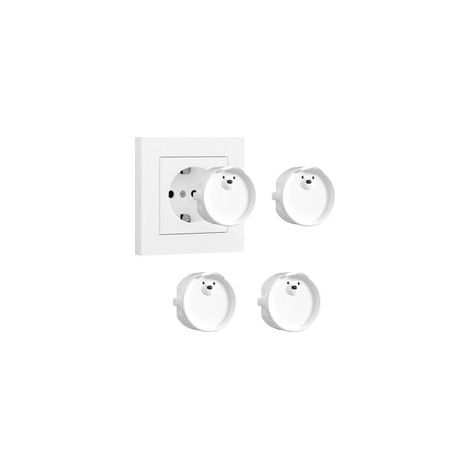 Lot de 4 prises boîte en silicone couvercle décoratif/coque de protection contre la poussière cache-prises cache-poussière dispositifs de protection (4 blanc) (1/5)