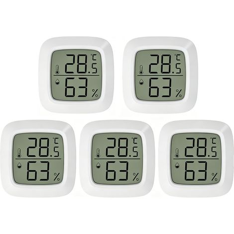 Thermomètre Hygrometre Interieur, 5PCS Mini Thermomètre Hygromètre Intérieur Digital à Haute Précisio,Thermomètre Précis et Hygromètre pour La maison,Le bureau,Les Reptiles,La Pépinière (1/4)