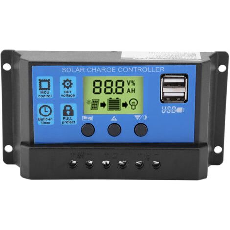 QORVA-PWM 12 V 24 V double USB régulateur de charge de panneau solaire écran LCD 20A (YJSS-20A) (1/5)