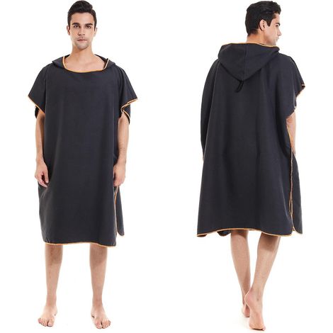 Peignoir-serviette à capuche pour le surf, la natation et les changements de combinaison - Léger et compact, taille unique (1/5)