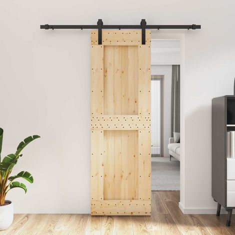 vidaXL Porte coulissante Naturel et noir 70 x 210 cm (1/5)