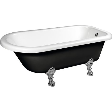 FOXTROT Bain libre 170x75x64cm, Chrome Matt Legs, Noir/Blanc (1/4)