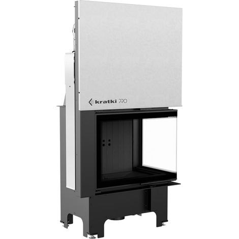 Kamineinsatz KRATKI VNP 700/480 12 kW Ø 200 mit Schiebetür schwarz Verkleidung (1/5)