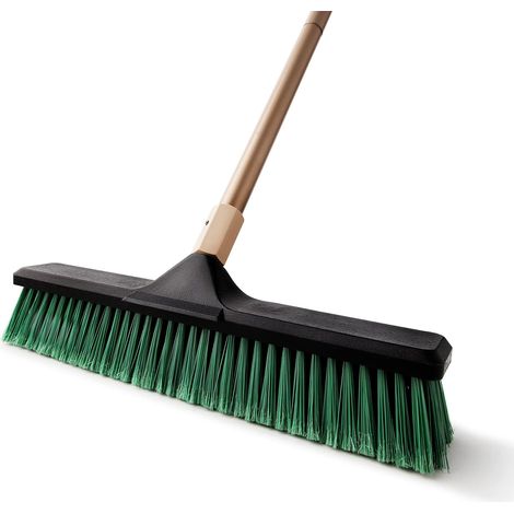 Garden Broom, Effective Outdoor Broom with Adjustable Length, 45 cm Large Firm Floor Brush for Cleaning Floor, Garden, Street Garage, Home, Indoor and Outdoor Cleaning (1/5)
