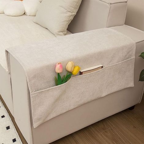Sofa-Armlehnen-Organizer mit 3 großen Taschen für Fernbedienung, Schlüssel, Brille – für ein ordentliches Schlafzimmer, Sofa oder Nachttisch (1/5)