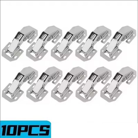 (10 pièces) Charnières de placard à 90° sans perçage, avec amortisseur hydraulique, pour meubles de cuisine et d'ameublement. (1/5)