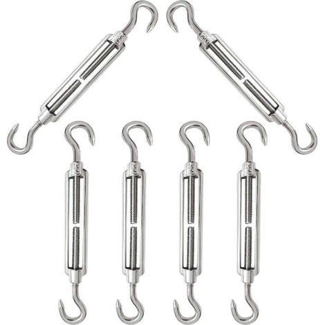 Turnbuckle, Wire Hook and Hook, Cable, Stainless Steel, M6 Stainless Steel Cable, Turnbuckle Screw, Stainless Steel Turnbuckle (M5, 6 Pieces) - M5, 6PC (1/5)