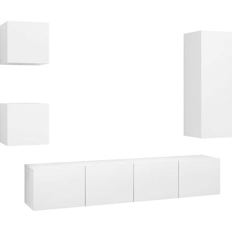 Maison Exclusive - Set di Mobili Porta TV 5 pz Bianco in Legno Multistrato (1/5)