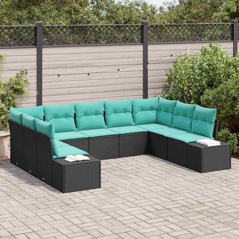 Teenpull – Gartensofa-set 9 Stk. Schwarz Poly-Rattan (1/5)