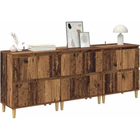 Commode 3 Tiroirs en Bois Style Rétro, Meuble de Rangement Compact 60x35x70 cm pour Salon et Chambre, Buffet d'Appoint en Bois d'Ingénierie (1/5)