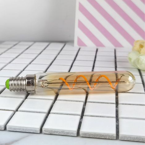 Deux petites ampoules à tube à essai T20120, lampes à filament flexible LED, éclairage décoratif rétro, ampoules à petit culot à vis E14, 220-240V, style doré. (1/5)