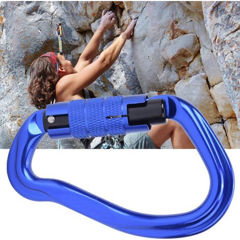 Mousqueton Master Lock en aluminium aéronautique 7075 avec anneau en D et boucle de sécurité, équipement de sécurité pour l'escalade et le camping en extérieur (bleu).