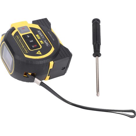 Mètre ruban laser 3 en 1 262ft – Règle manuelle 16,4ft annonce vocale Pythagore aire volume ft/inch/m ligne croisée 80 mètres jaune (1/5)