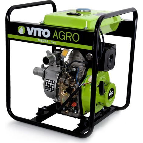 Pompe à eau Diesel 5 CV 246 Cm³ Raccord 50mm Démarrage électrique Cadre Acier VITO