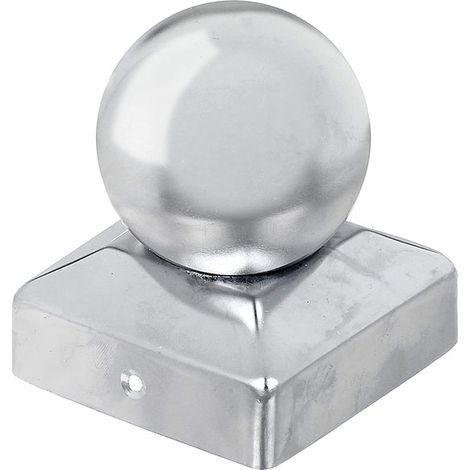 Bouchon de poteau sphérique en acier inoxydable pour poteaux de 9 x 9 cm À l'unité Capuchon de protection (1/2)