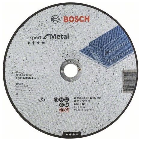 Bosch – Disque à tronçonner 230 mm – Spécial métaux – Alésage 22-23 mm – Épaisseur 3 mm – 2608600324