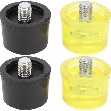 Lntyq Gummihammer-Ersatzköpfe, 2 Sätze gelbes und schwarzes Zubehör für Schlaghämmer, Zubehör zur Hammermontage (Φ40 mm) (1/4)