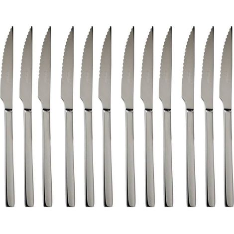 Svanera Laura, set 12 coltelli bistecca doppio seghetto, acciaio forgiato
