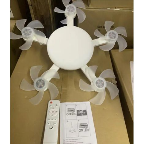 Ventilateur lumineux 5 têtes drone à vis E27, lampe LED tricolore, ventilation puissante silencieuse VENTILATEUR DE PLAFOND (1/4)