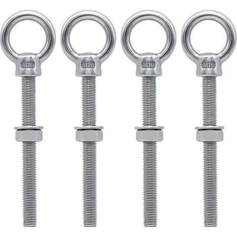 Boulons à œil M10 x 100 mm Vis annulaire M10 avec filetage métrique en acier inoxydable pour fixation et suspension, 4 pièces. (1/5)