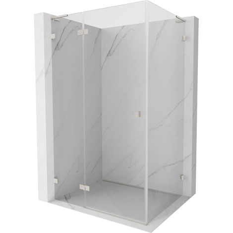 Mexen Lunar L Duschkabine schwenkbar links 85 x 80 cm, transparent, gebürsteter Nickel - 834L-085-080-97-00-L