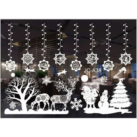 2 Autocollants Fenetre Noel - Autocollants Statiques PVC - Pour Fenetres Portes Vitrines - 30 x 40 cm - Motif Hiver (1/5)