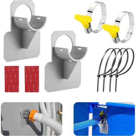 Support de tuyau d'arrosage pour piscine (30-38 mm)  Accessoire pour piscine hors sol avec protection anti-perforation, anti-déchirure et anti-traction, et câble inclus (1/5)
