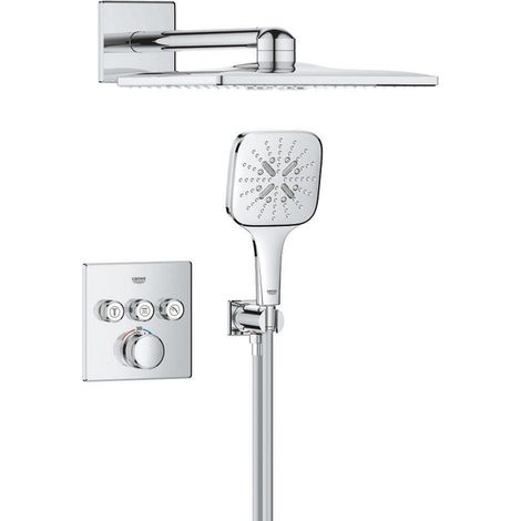 Grohe Smartcontrol Ensemble de douche de pluie encastré - pomme de douche carrée - douchette carrée - chromé (1/5)