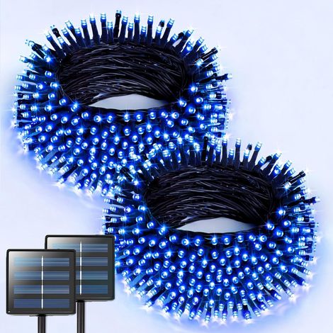 Guirlande lumineuse solaire d'extérieur pour décoration de Noël, cour ou jardin, avec des étoiles scintillantes, idéale pour la fête nationale américaine et Halloween.