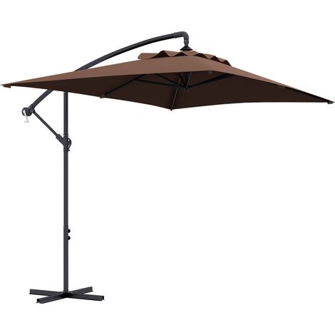 Rechteckiger, freitragender Sonnenschirm für den Außenbereich mit Kurbel, 6 Stahlrippen, UV-Schutz, Abmessungen 294L x 193B x 250H cm, ideal für Garten und Terrasse.