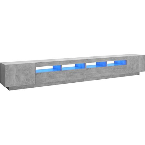 Meuble TV avec lumières LED, Étagère TV, Meuble de Salon, Gris béton 300x35x40 cm OIB7459E (1/5)