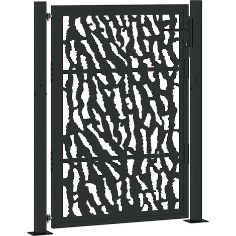 vidaXL Puerta de jardín negra 100x125 cm de acero con diseño de trazos (1/2)