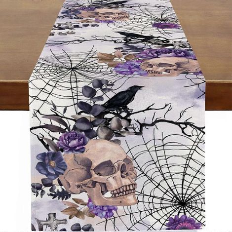 Nappe citrouille crâne, décoration de table festive, forme 7 (1/5)