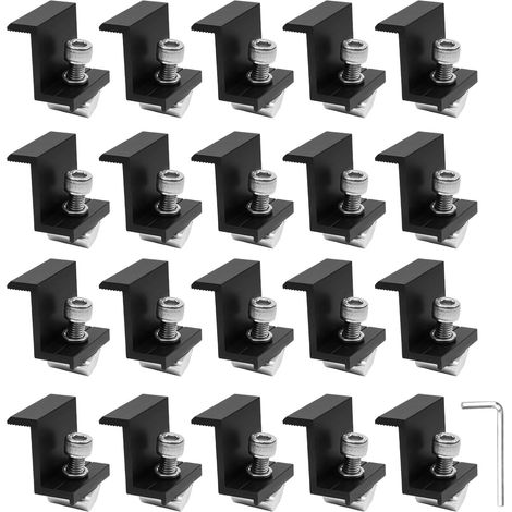 Lot de 20 supports de panneau solaire : pinces de panneau solaire de 30 mm avec clé hexagonale, support de panneau solaire Z pour photovoltaïque, support de centrale de balcon, pour toit