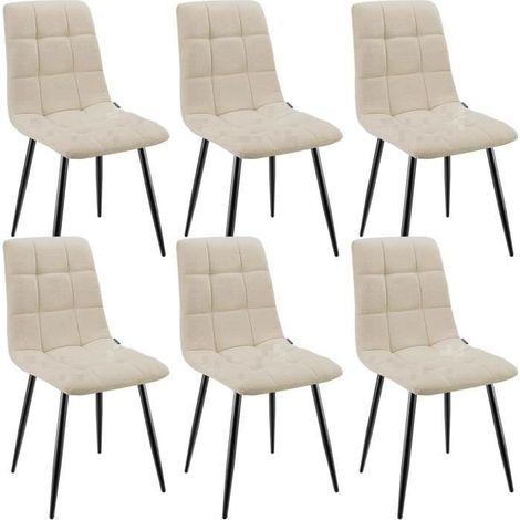 WAFTING Lot de 6 chaises de Salle à Manger rembourrées avec Dossier Haut et Design en Lin,Beige