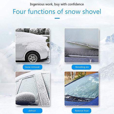 Brosse à neige 2 en 1 avec raclette, grattoir à glace, poignée en mousse, pelle à neige antigel pour pare-brise de voiture, camion, SUV, monospace, dégivreur de vitres (1/4)