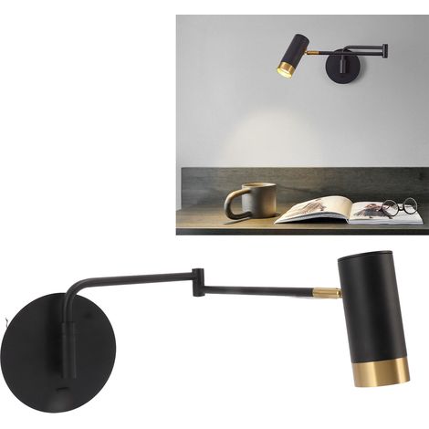 Applique murale minimaliste moderne pour salon et chambre, 3000K, angle du bras réglable, lampe de lecture murale moderne de style nordique, applique murale rotative en métal. (1/5)