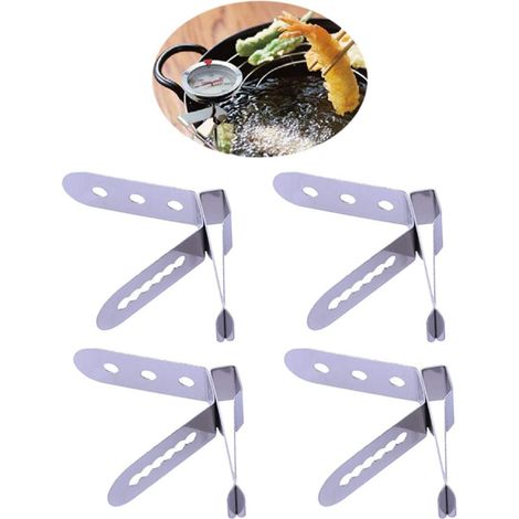 Filiyano-Lot de 4 sondes en acier inoxydable avec pince pour grille, permettant de mesurer la température ambiante lors de la cuisson au barbecue, au (1/5)