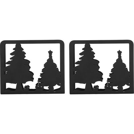 Lot de 2 porte-serviettes noirs haut de gamme, style Noël, pour hôtels et restaurants, en acier inoxydable électroplaqué, motif sapin de Noël (1/5)