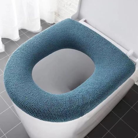 Lot de 2 housses de siège de toilette plus épaisses – Tissu doux, épais, extensible, lavable, installation facile, housse de siège de toilette confortable(36X44cm) (1/5)