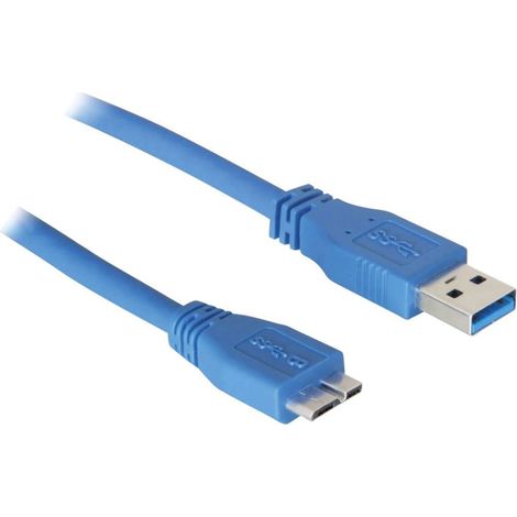 Delock Câble USB USB 3.2 Gen1 USB-A mâle, USB-Micro-B 3.0 mâle 5.00 m bleu contacts dorés, certifié UL 83502 A067451 (1/2)