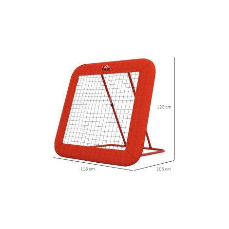 Mur de rebond rouge pliable pour football avec filet réglable sur 5 niveaux, bord protecteur et sardines pour jardin, parc et cour (1/5)