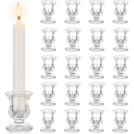 Lot de 20 bougeoirs coniques en verre, supports pour bougies, décoration mariage, Noël, intérieur. (1/5)
