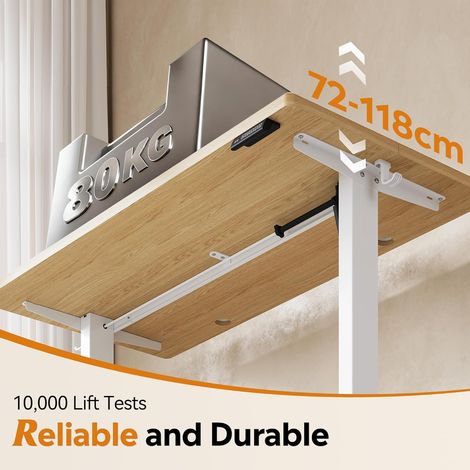 Irovami Bureau assis-debout électrique 160×70 cm – Moteur silencieux, 3 mémoires, réglage 72-118 cm, charge 80 kg – Chêne (1/5)