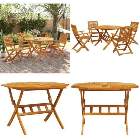 5-tlg. Garten-Essgruppe Klappbar Massivholz Akazie - Gartentisch - Klapptisch - Gartenmöbel - Essgruppe - Holztisch - Home & Living